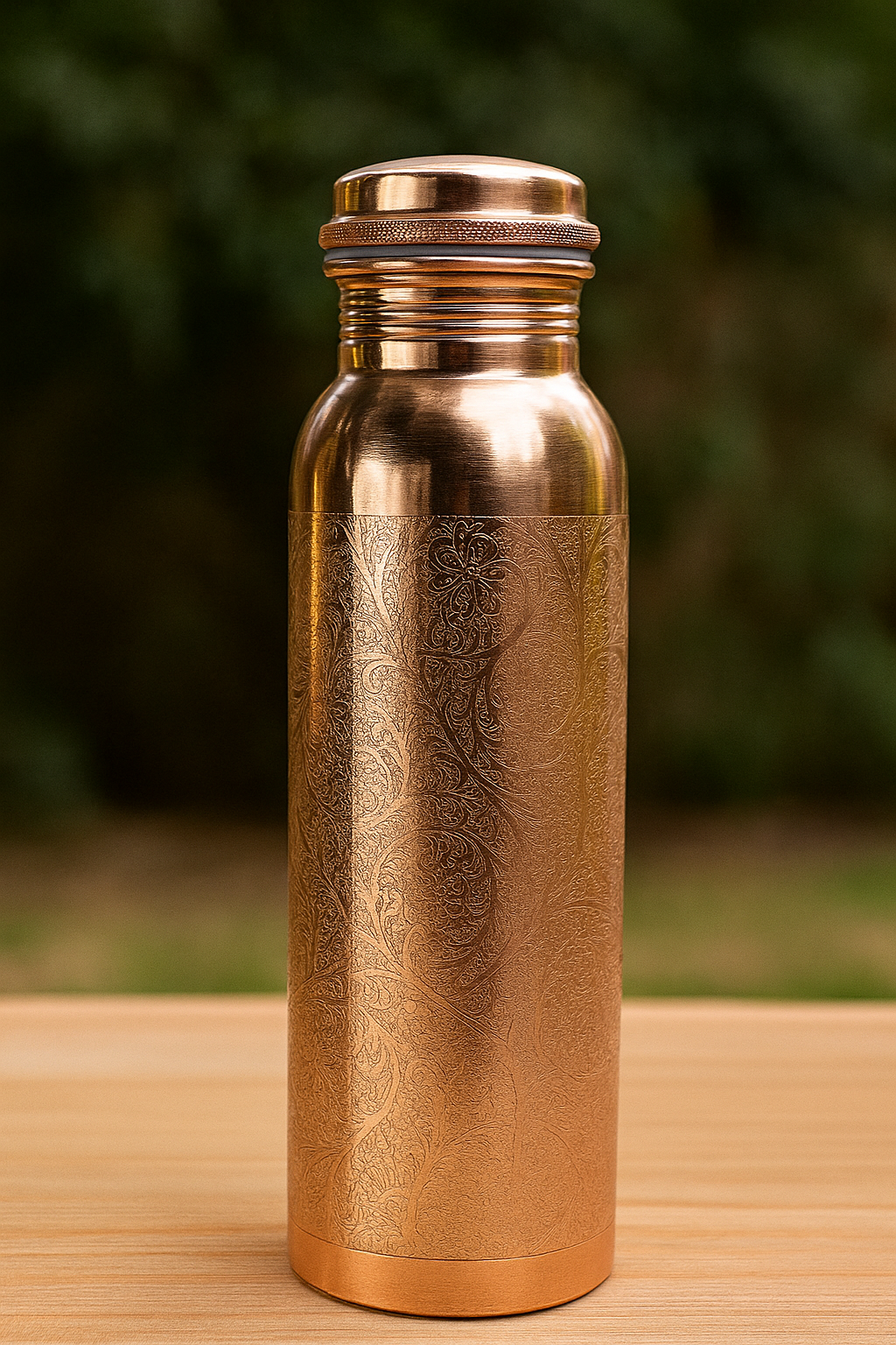 Engraved Pure Copper Water Bottle-Leak proof Unique Design Yoga Bottle-Ayurvedic copper bottle 950m