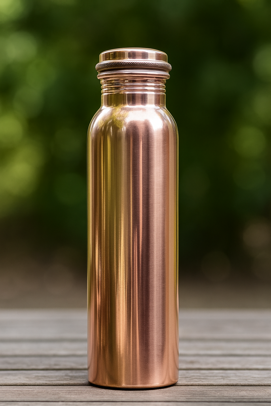 Polished Pure Copper Water Bottle – 950 ml | Leak-Proof Ayurvedic Yoga Bottle | Unique Design