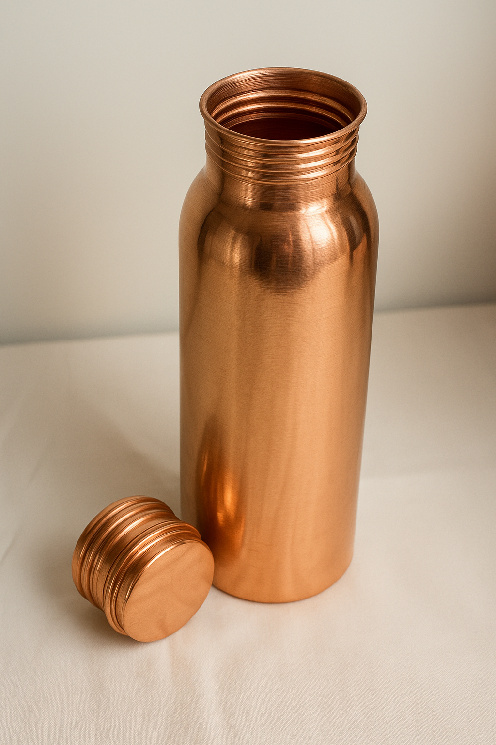 Polished Pure Copper Water Bottle – 950 ml | Leak-Proof Ayurvedic Yoga Bottle | Unique Design