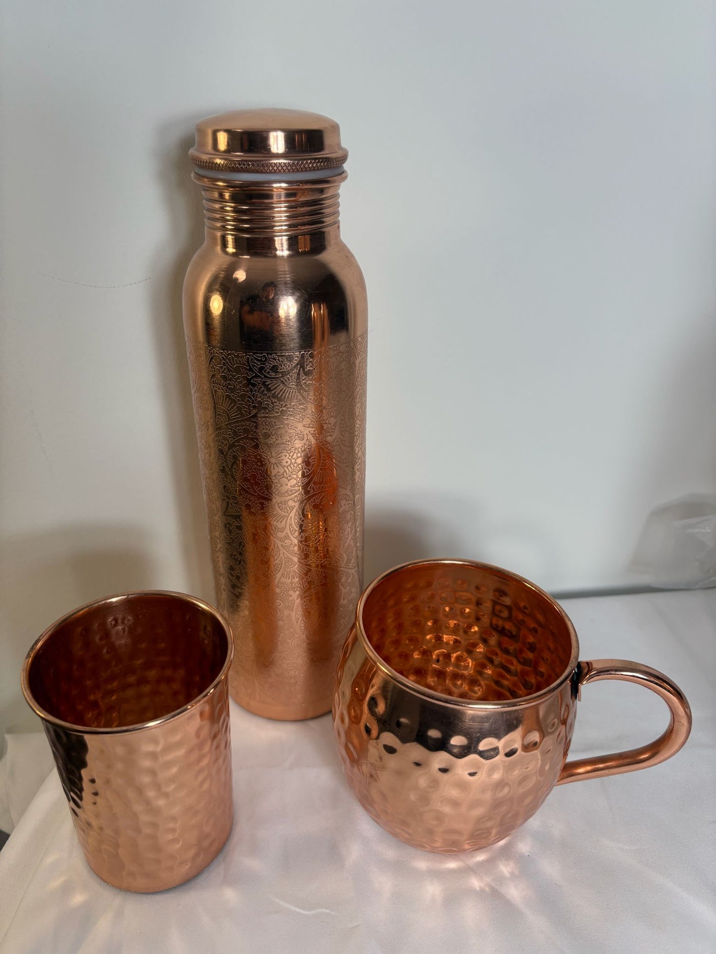 Engraved Pure Copper Water Bottle-Leak proof Unique Design Yoga Bottle-Ayurvedic copper bottle 950m