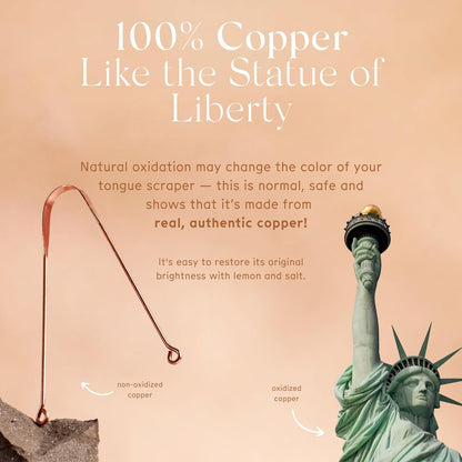 Copper Tongue Scraper (2-Pack) for Adults & Kids: Improves Bad Breath & Oral Hygiene. Includes Travel Pouches. Pure Copper.