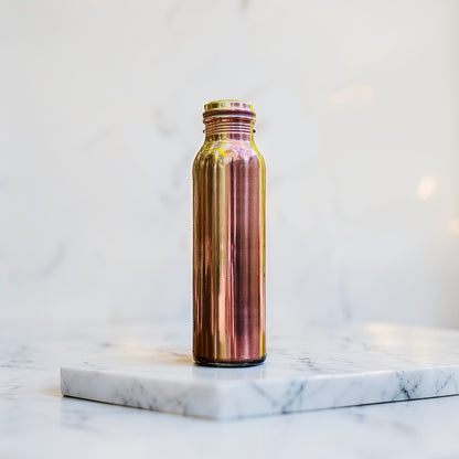Polished Pure Copper Water Bottle – 950 ml | Leak-Proof Ayurvedic Yoga Bottle | Unique Design